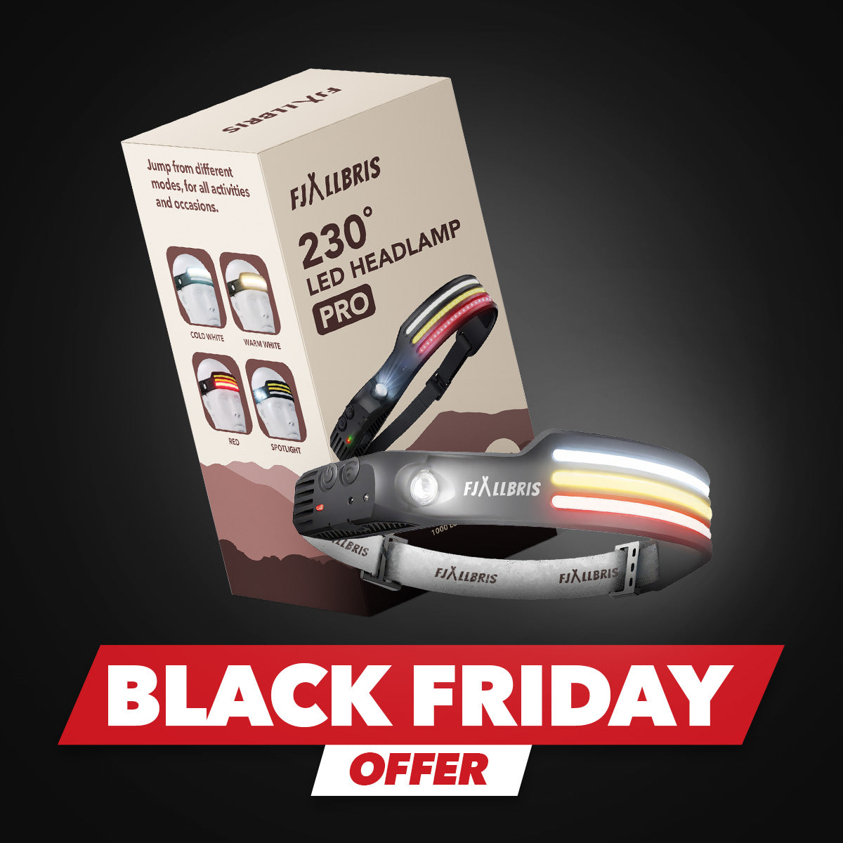 Fjällbris 1000lm LED 230° Forlygte PRO 2.0