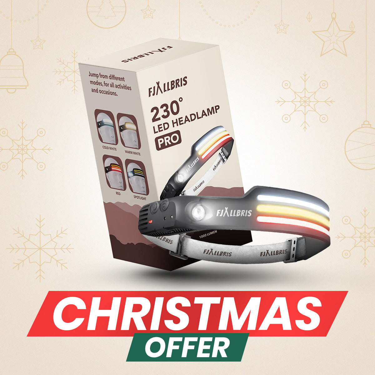 Fjällbris 1000lm LED 230° Forlygte PRO 2.0